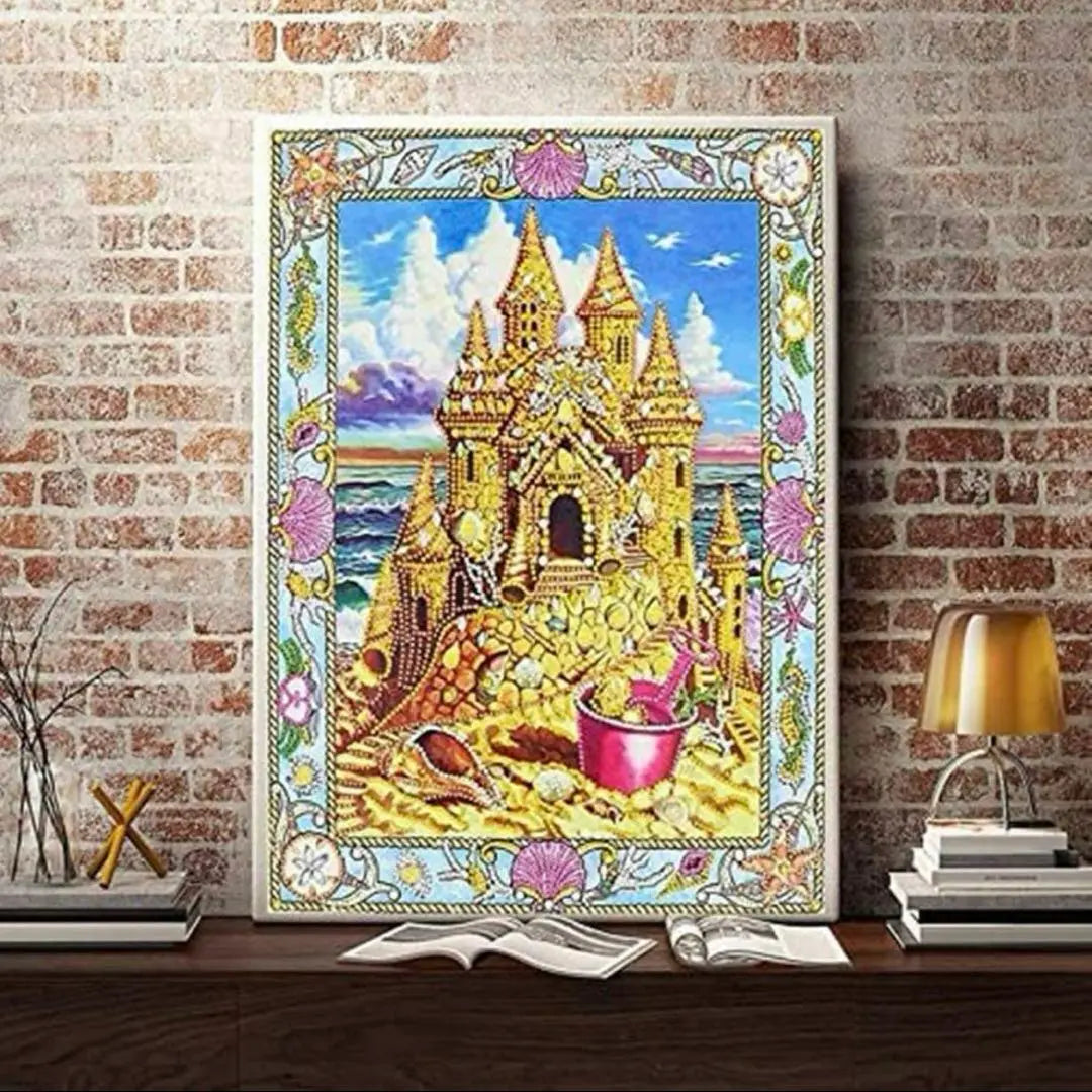 ⭐️Entrega anónima⭐️Pintura de diamantes Arte de diamantes Arte de cuentas Castillo de oro