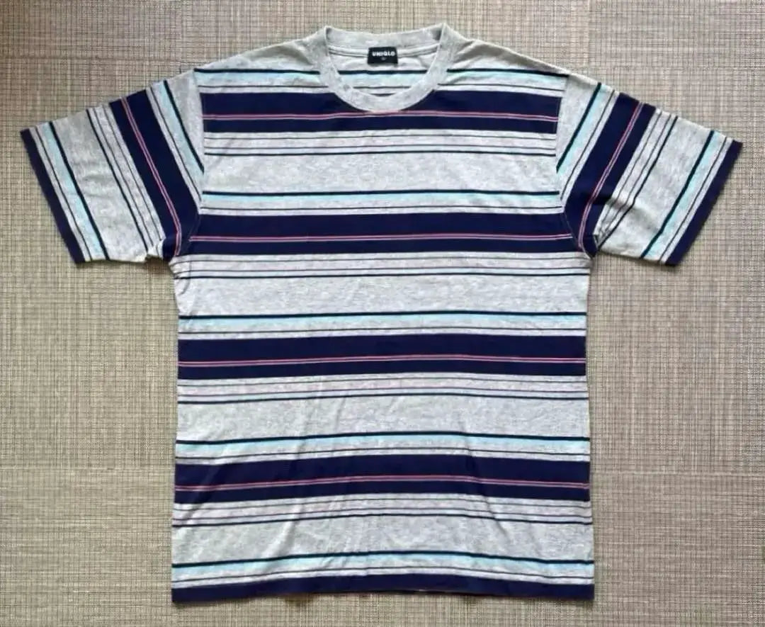 ◆[Rare] 90s OLD UNIQLO Navy Tag Striped T-shirt, L size