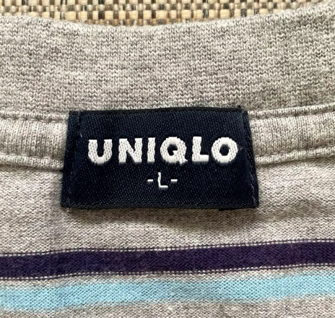 ◆[Rare] 90s OLD UNIQLO Navy Tag Striped T-shirt, L size