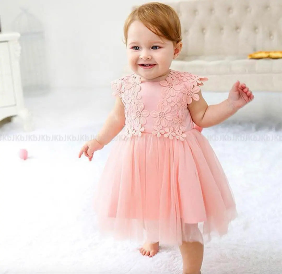 Baby dress, pink, floral pattern