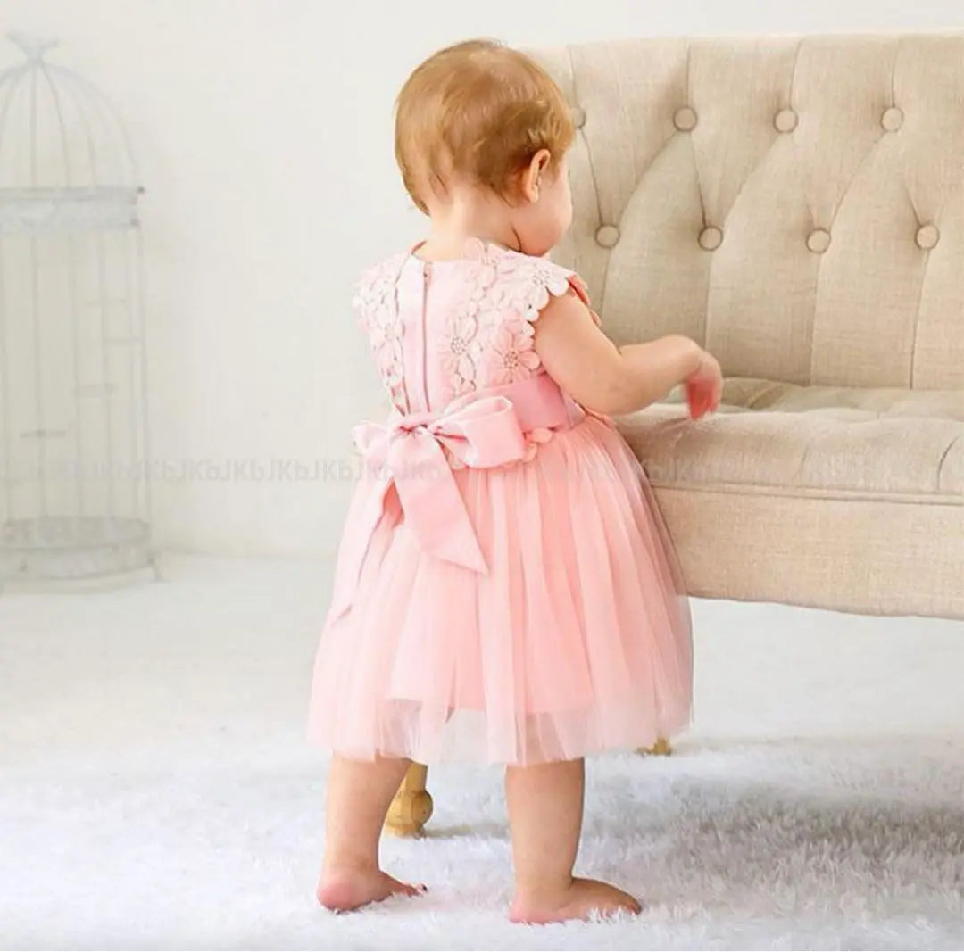 Baby dress, pink, floral pattern