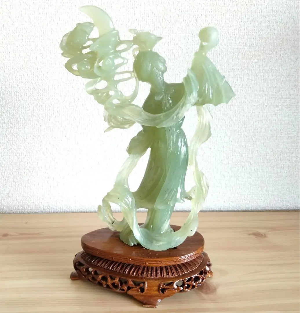 Chinese art, antique art, jade, heavenly masculine, feathered celebrity, standing statue, Hong Kong, ornament, period, lucky charm, Chinese