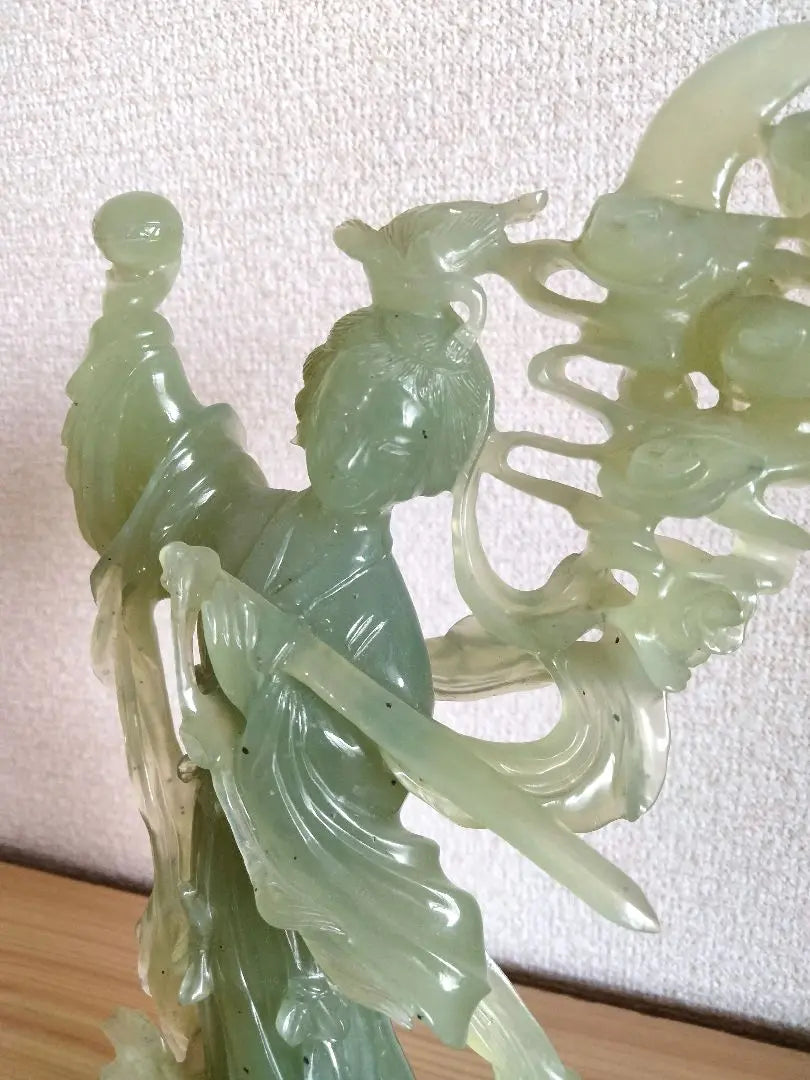 Chinese art, antique art, jade, heavenly masculine, feathered celebrity, standing statue, Hong Kong, ornament, period, lucky charm, Chinese