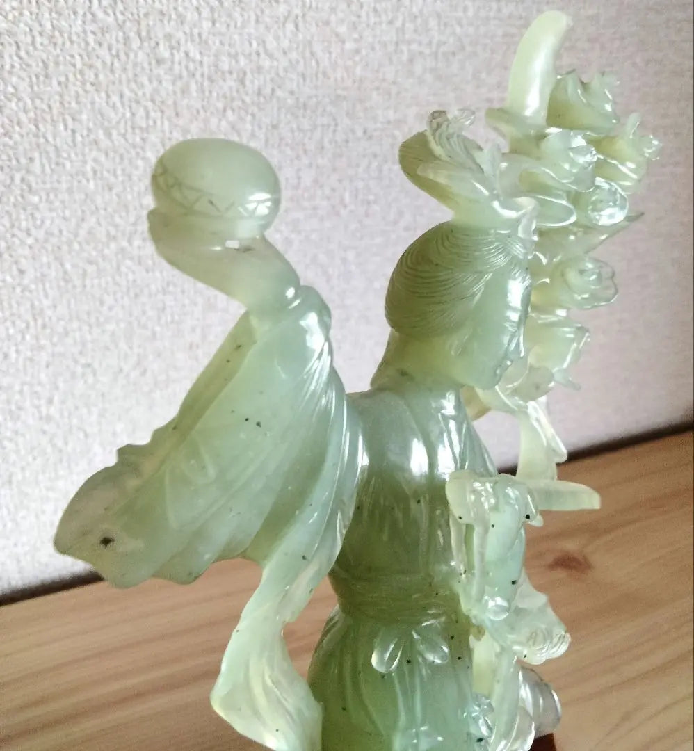 Chinese art, antique art, jade, heavenly masculine, feathered celebrity, standing statue, Hong Kong, ornament, period, lucky charm, Chinese