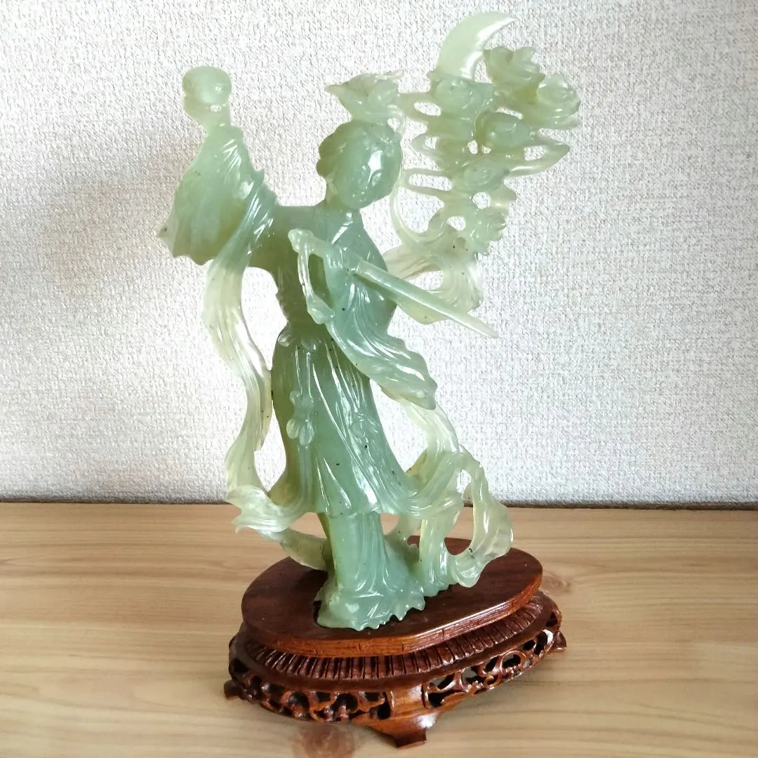 Chinese art, antique art, jade, heavenly masculine, feathered celebrity, standing statue, Hong Kong, ornament, period, lucky charm, Chinese