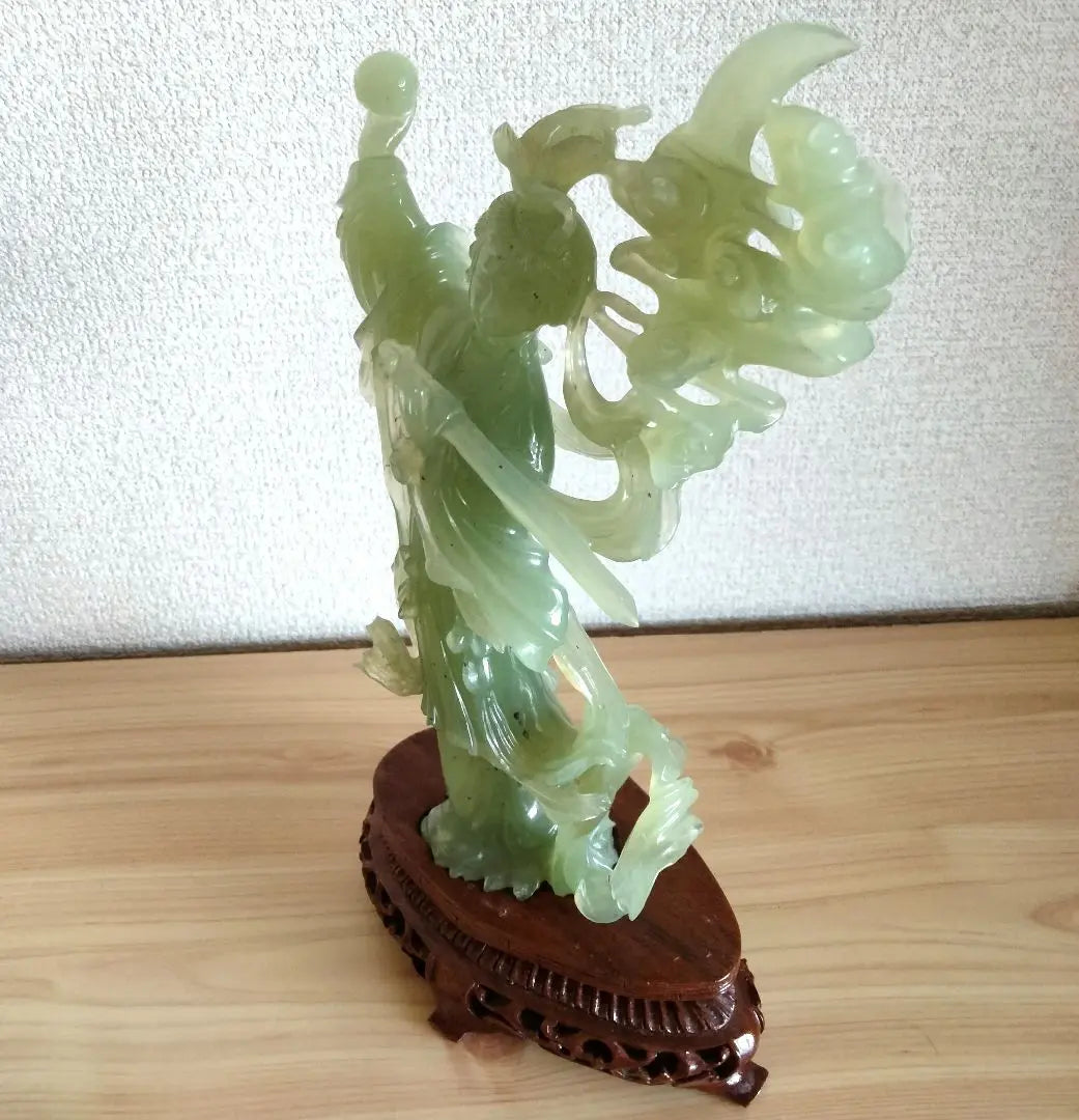 Chinese art, antique art, jade, heavenly masculine, feathered celebrity, standing statue, Hong Kong, ornament, period, lucky charm, Chinese