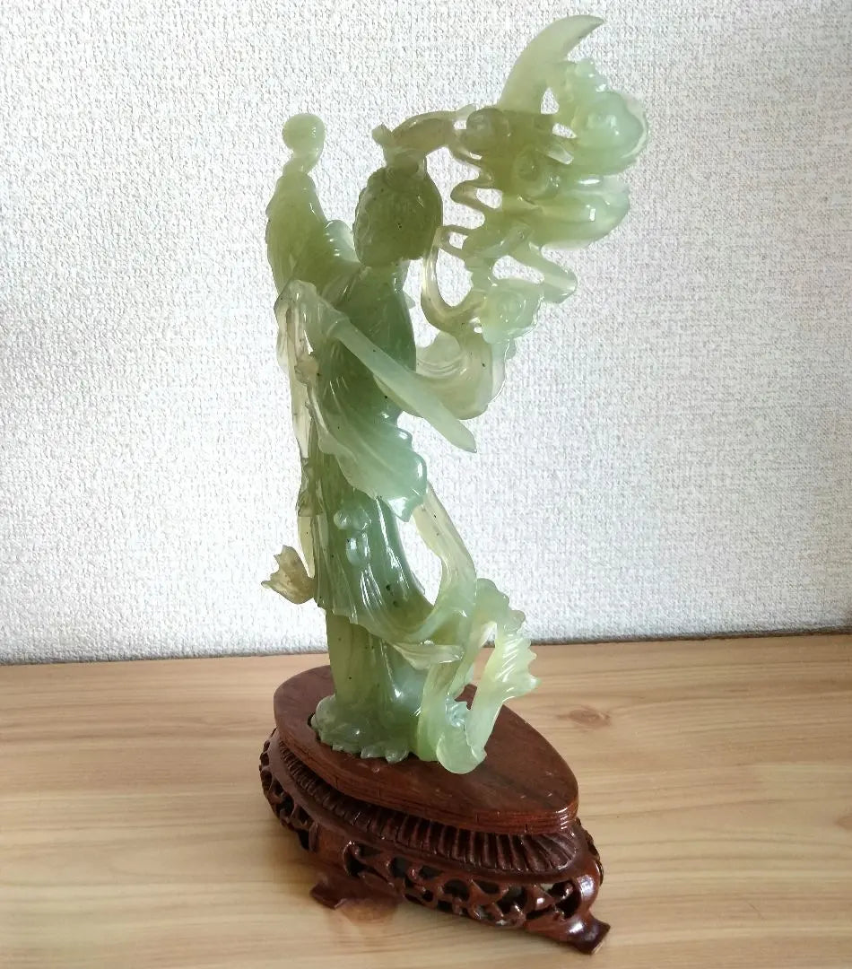 Chinese art, antique art, jade, heavenly masculine, feathered celebrity, standing statue, Hong Kong, ornament, period, lucky charm, Chinese