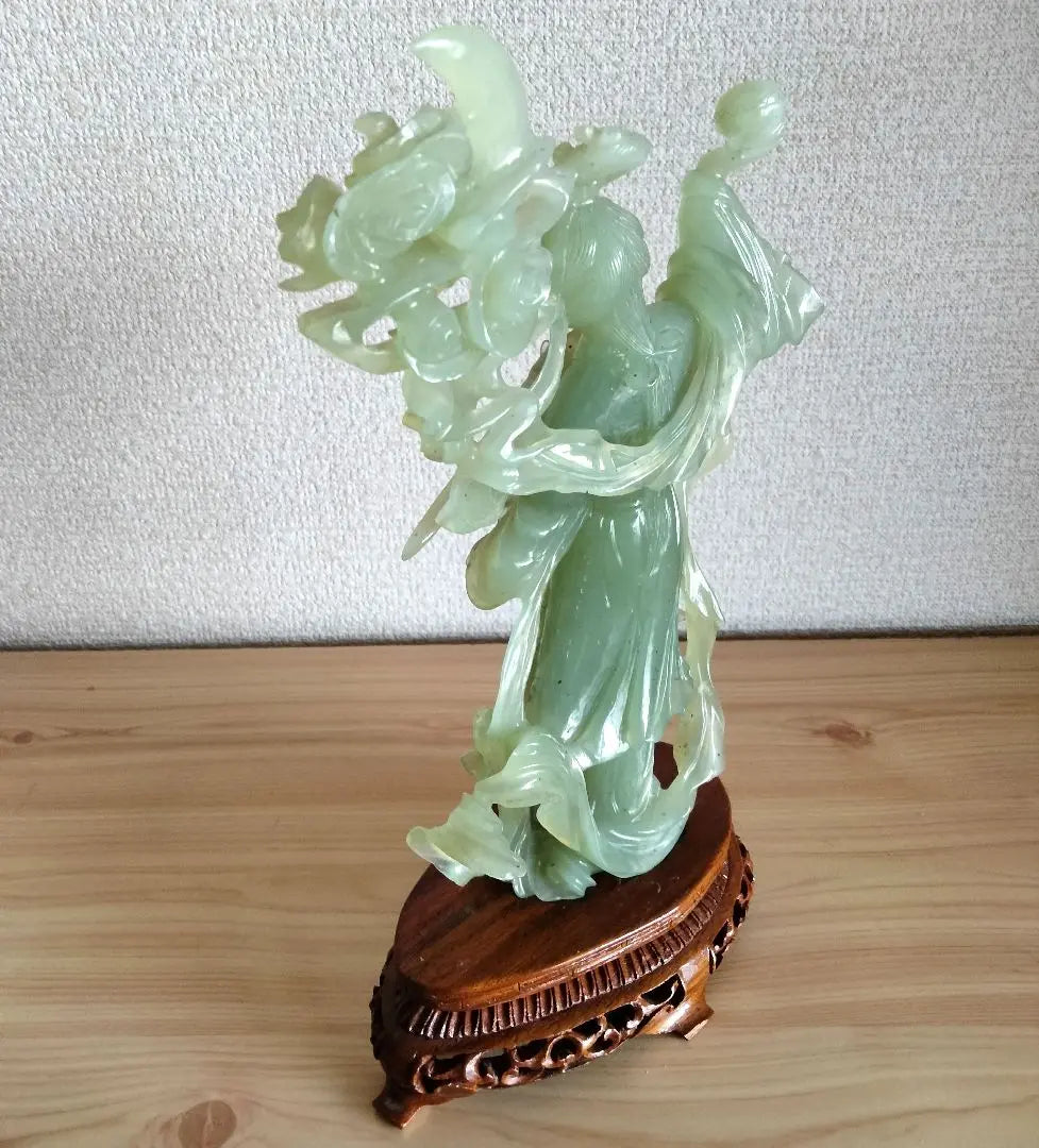 Chinese art, antique art, jade, heavenly masculine, feathered celebrity, standing statue, Hong Kong, ornament, period, lucky charm, Chinese