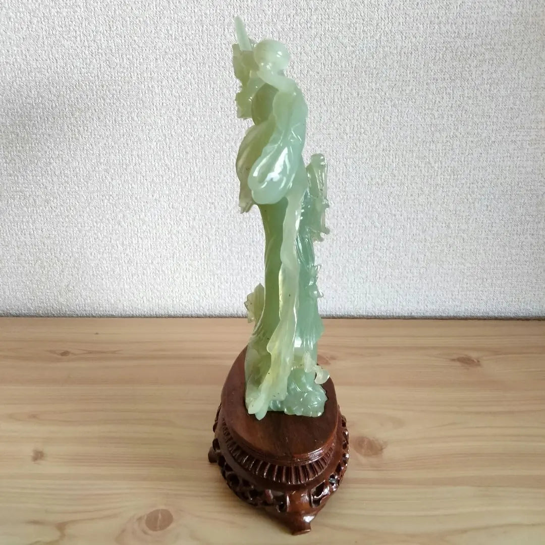 Arte chino, arte antiguo, jade, masculino celestial, celebridad emplumada, estatua de pie, Hong Kong, adorno, período, amuleto de la suerte, chino