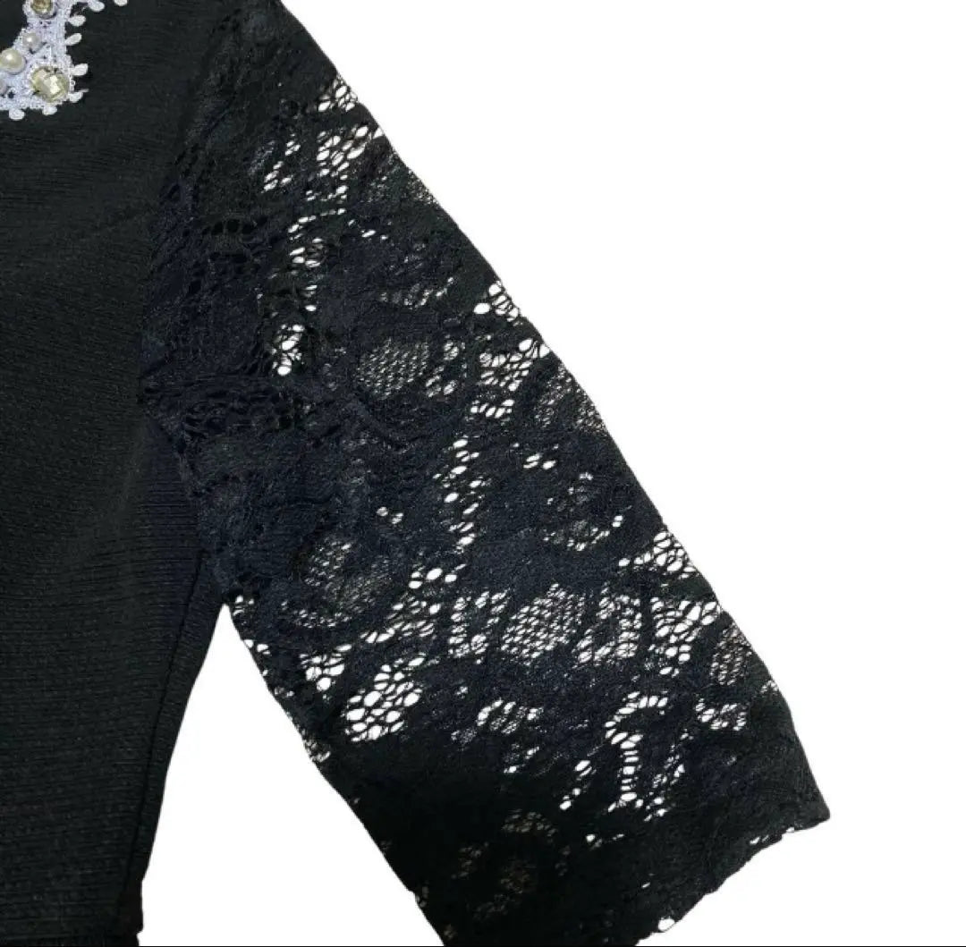 DAZZY STORE One Piece Caba Dress Short Sleeve Sleeve Lace Black LL | dazzy store ワンピース キャバドレス 半袖 袖レース ブラック LL