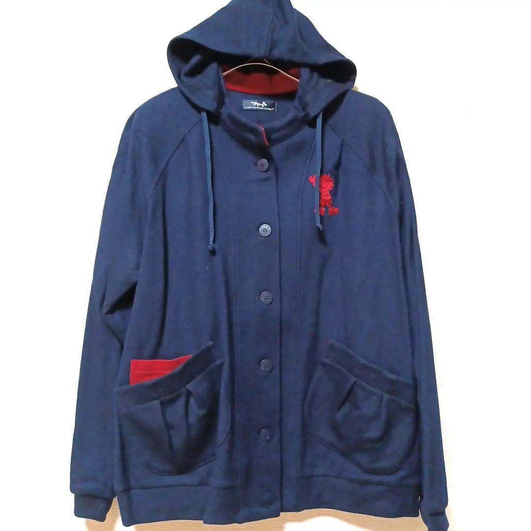 ⑨Topies Atelier Doll Hoodie Logo Embroidered Tops Front Button Navy Red