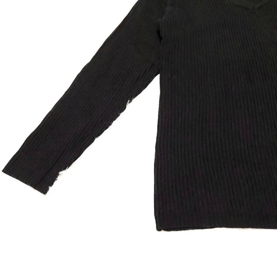 GORGE V-neck Rib Knit M Black Long Sleeve Simple Casual Basic