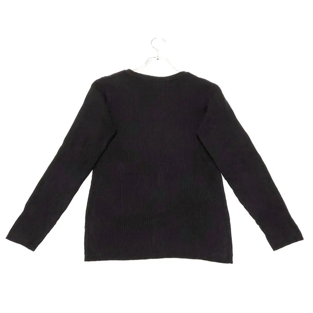 GORGE V-neck Rib Knit M Black Long Sleeve Simple Casual Basic