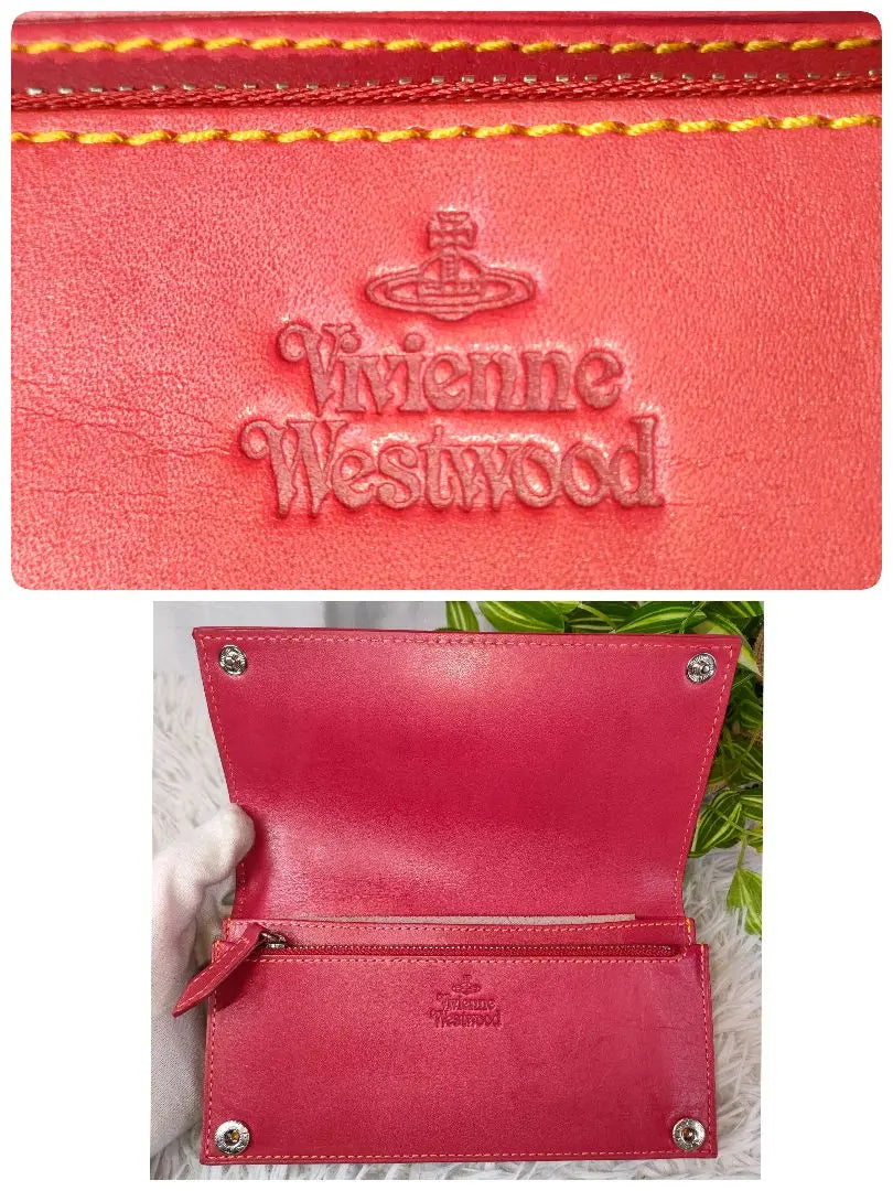 Vivienne Westwood Long Wallet All-over Pattern Orb Leather Denim Red ✨ Extremely Rare