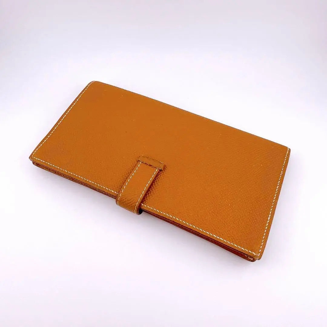 ★Hermes★ Bifold wallet, long wallet, Bean Souffle, Vaud Epson, brown