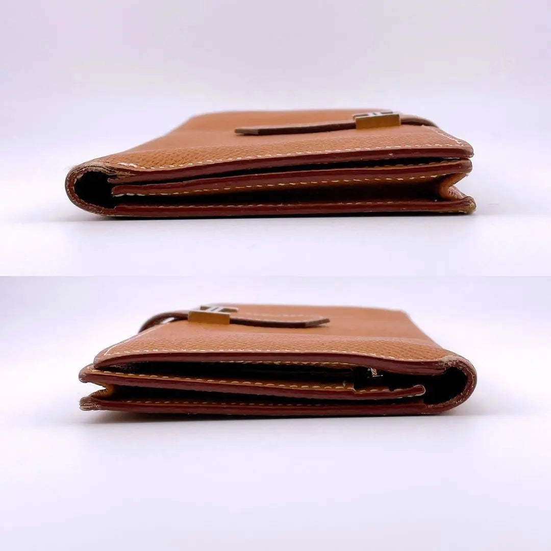 ★Hermes★ Bifold wallet, long wallet, Bean Souffle, Vaud Epson, brown