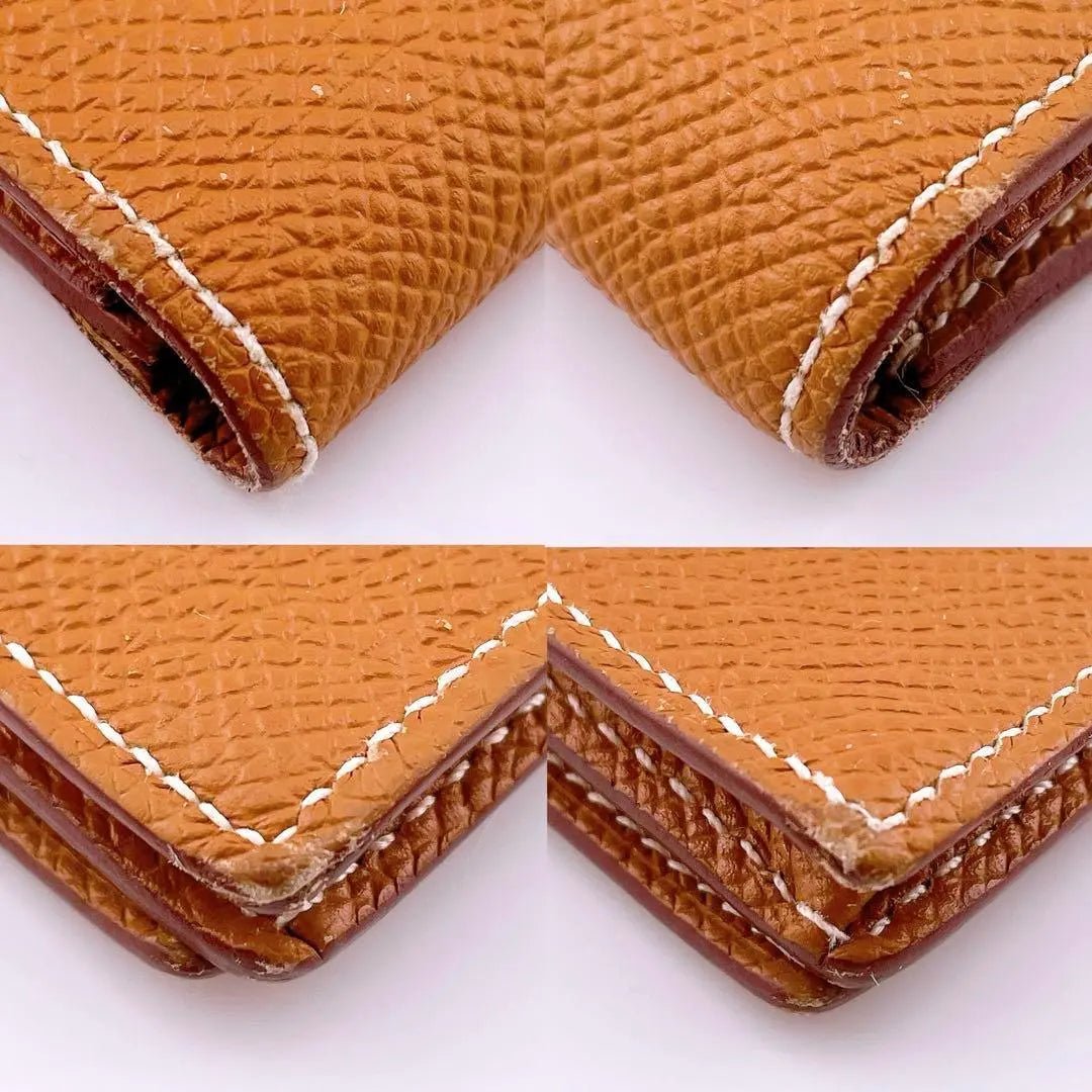 ★Hermes★ Bifold wallet, long wallet, Bean Souffle, Vaud Epson, brown