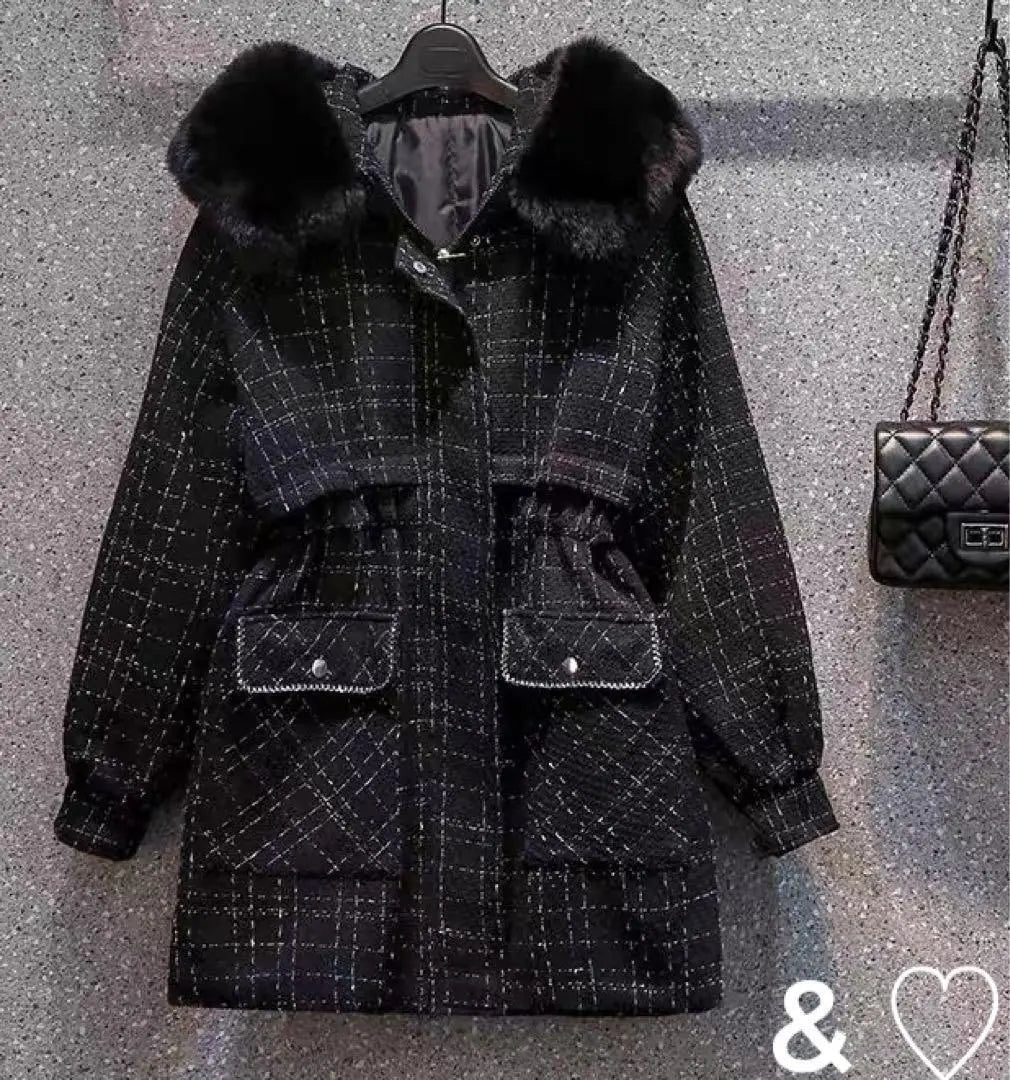 Autumn/Winter outfit ❤️ Women's fur hood tweed jacket coat new