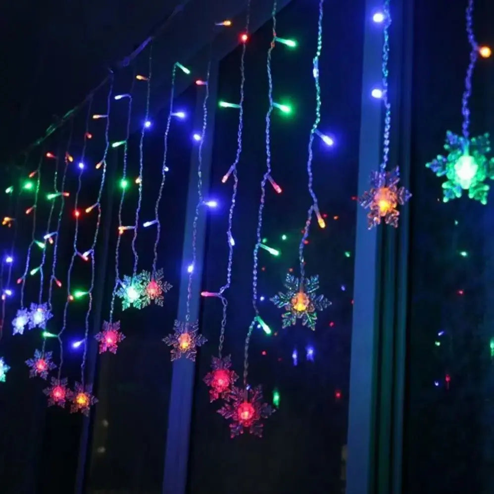 Christmas Illumination Light Snowflake 3.2M Curtain Ornament