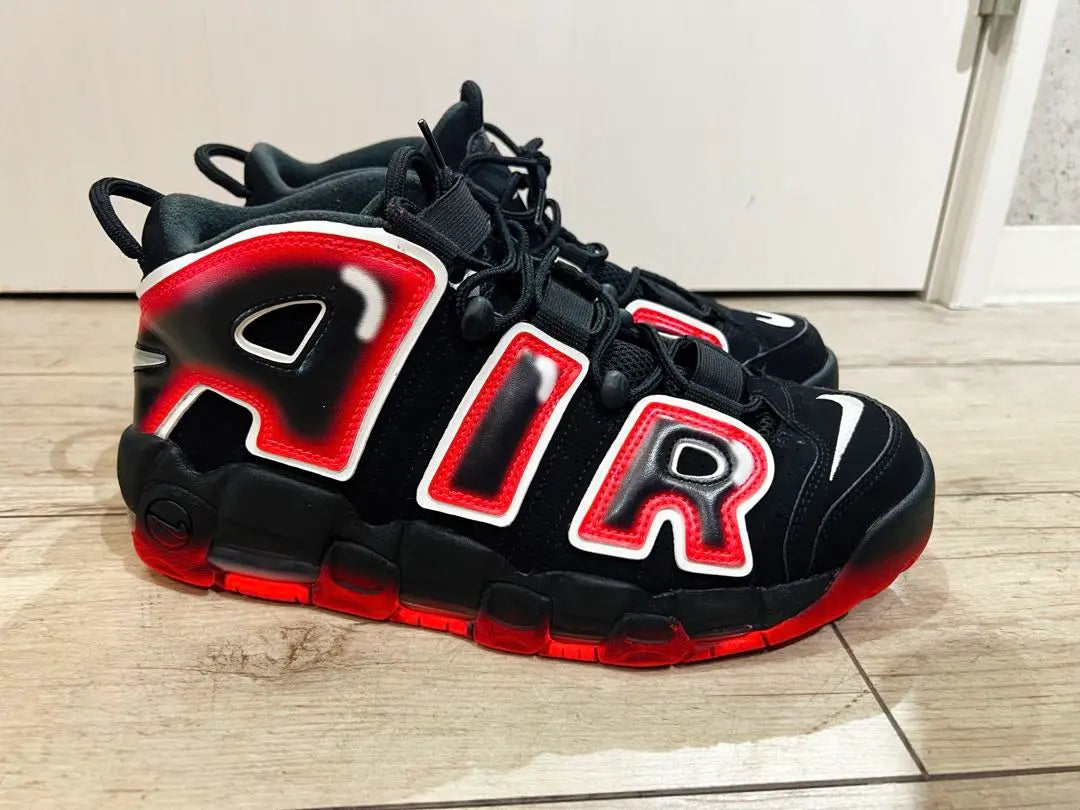 Beautiful condition Nike more up tempo More Ten Black Red 28.5