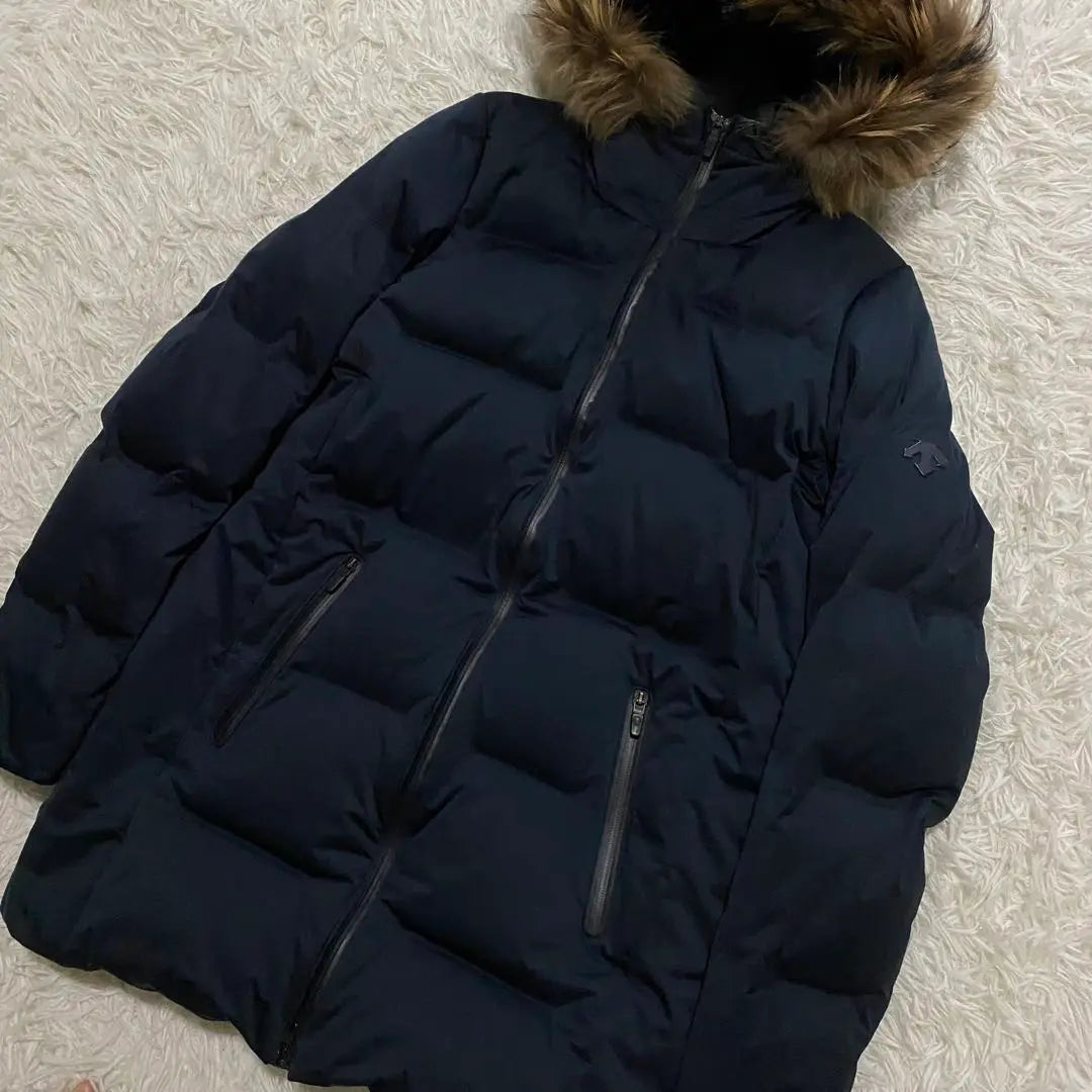 [Good condition] Descente Mizusawa Down Coat Navy Raccoon Fur M Orteline