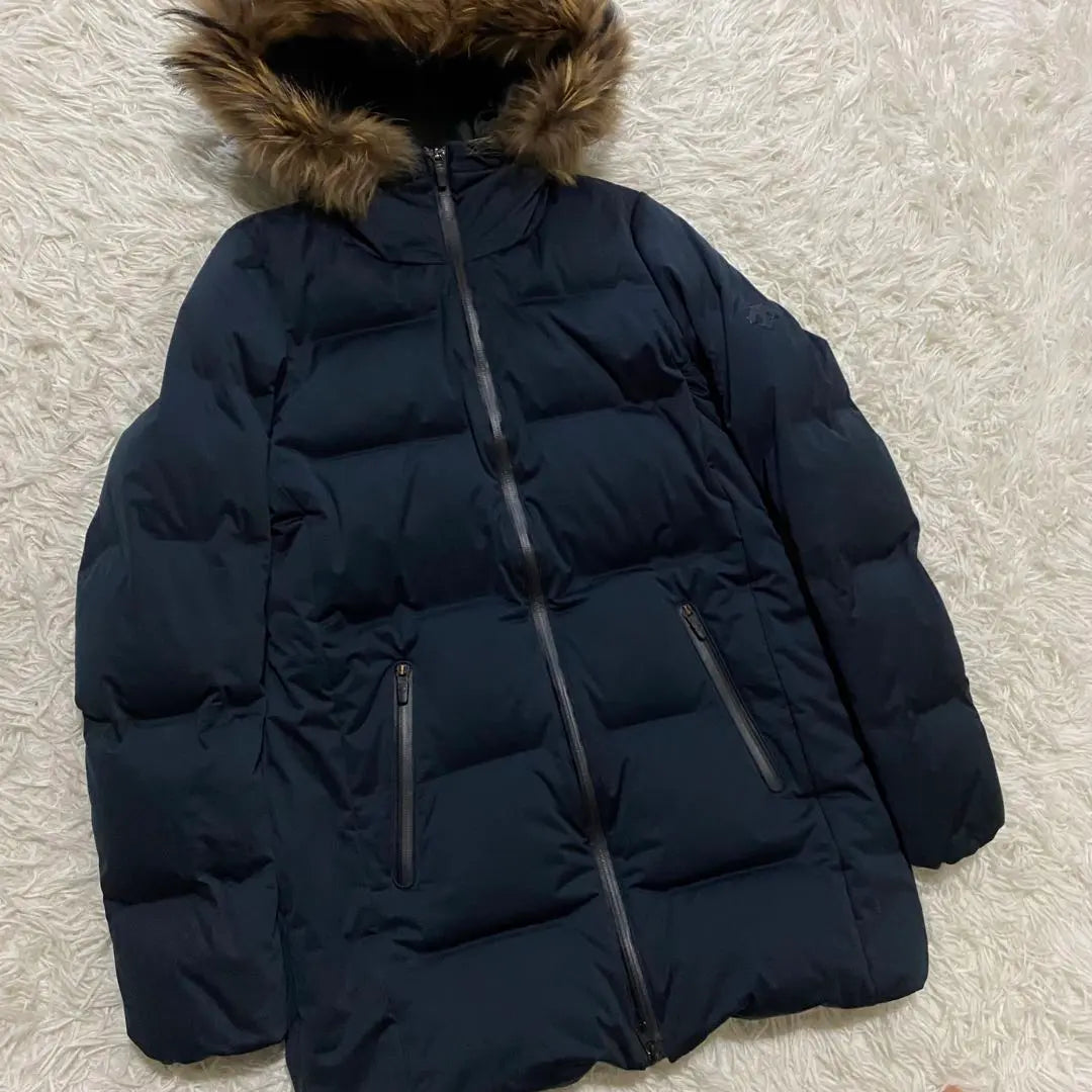 [Good condition] Descente Mizusawa Down Coat Navy Raccoon Fur M Orteline