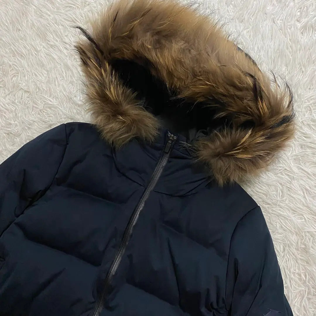 [Good condition] Descente Mizusawa Down Coat Navy Raccoon Fur M Orteline