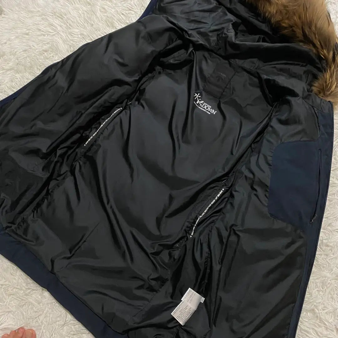 [Good condition] Descente Mizusawa Down Coat Navy Raccoon Fur M Orteline