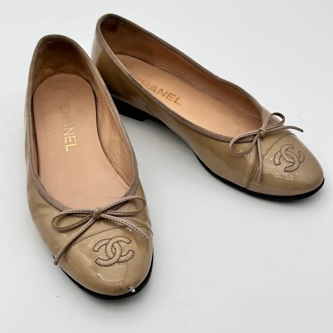 CHANEL Beige Ballerina Ballet Shoes 23.5cm Beige