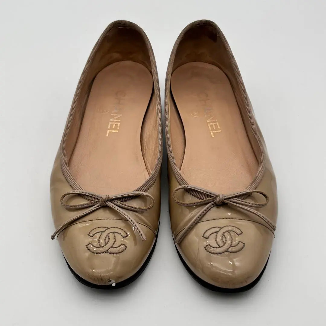 CHANEL Beige Ballerina Ballet Shoes 23.5cm Beige