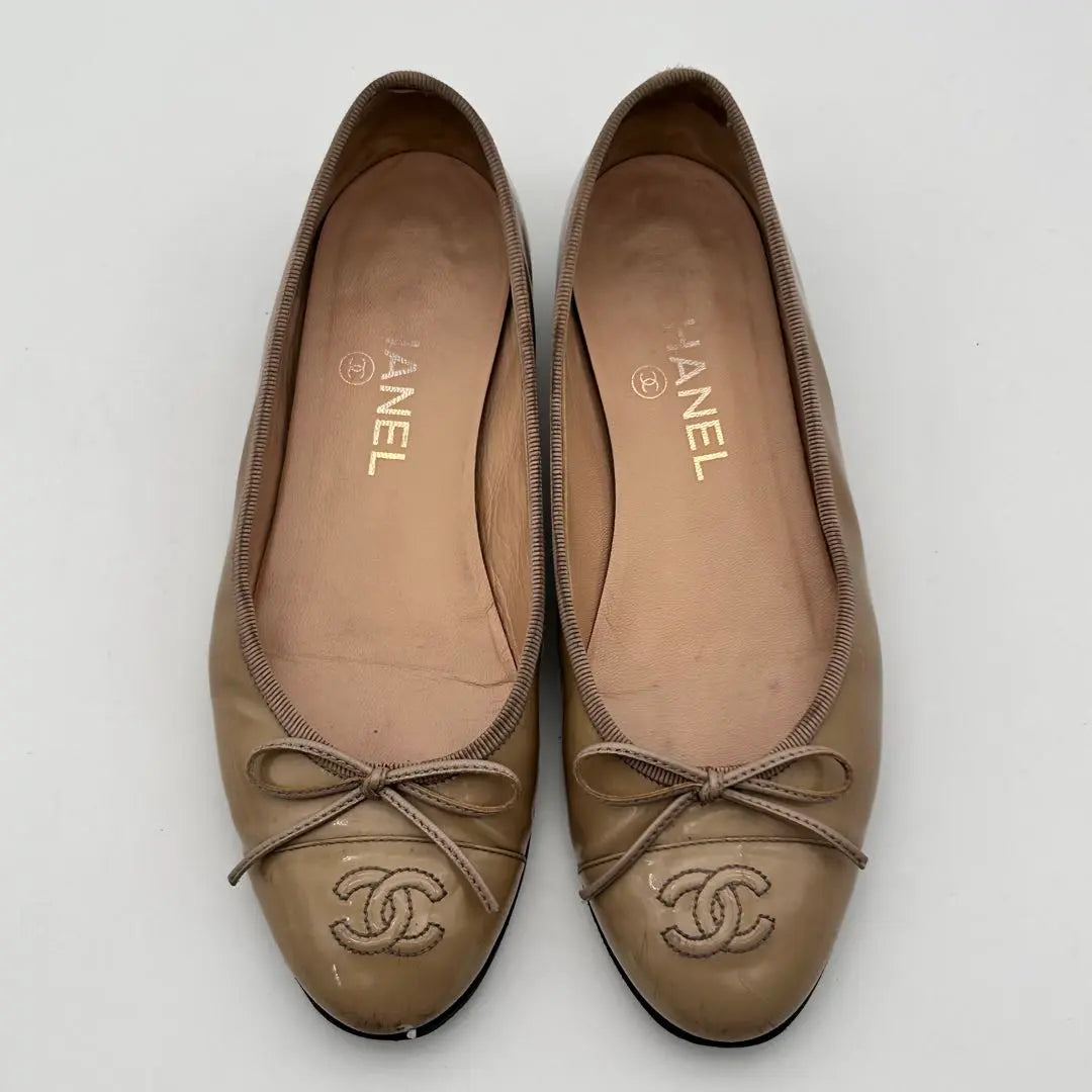 CHANEL Beige Ballerina Ballet Shoes 23.5cm Beige