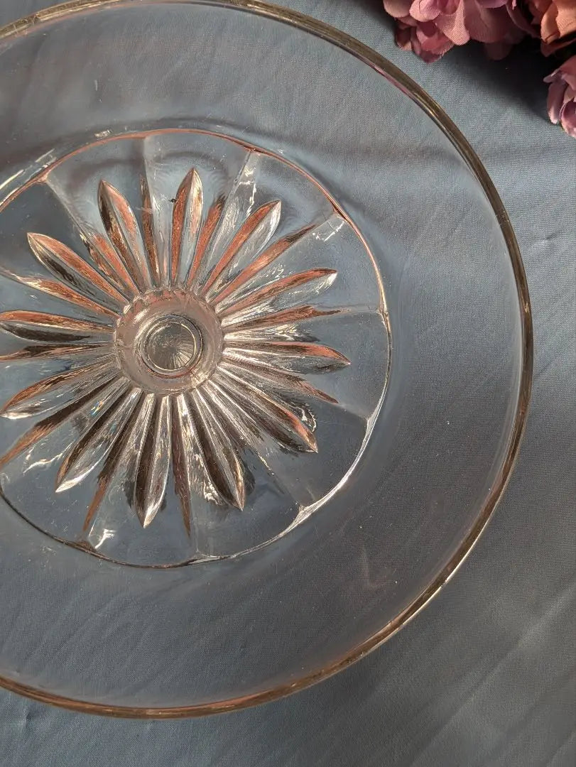 British Antique Glass Cake Stand Vintage Tableware 1940s