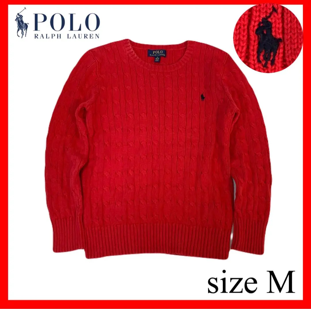 Polo Ralph Lauren Cable Knit Sweater M Red