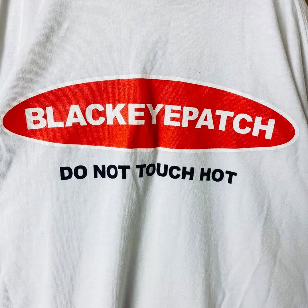 [Good condition] Black eye patch long T-shirt with logo on both sides HOT LABEL L rare