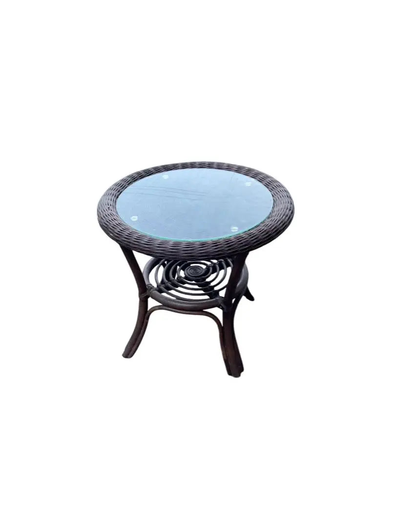 Nitori Kerek Glass Table Rattan