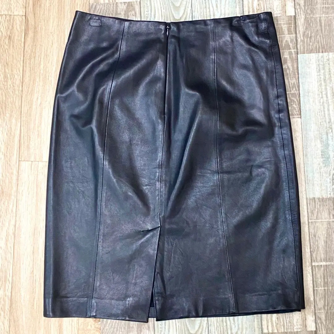 3t213 TALBOTS Talbot Leather Slit Leather Skirt Black