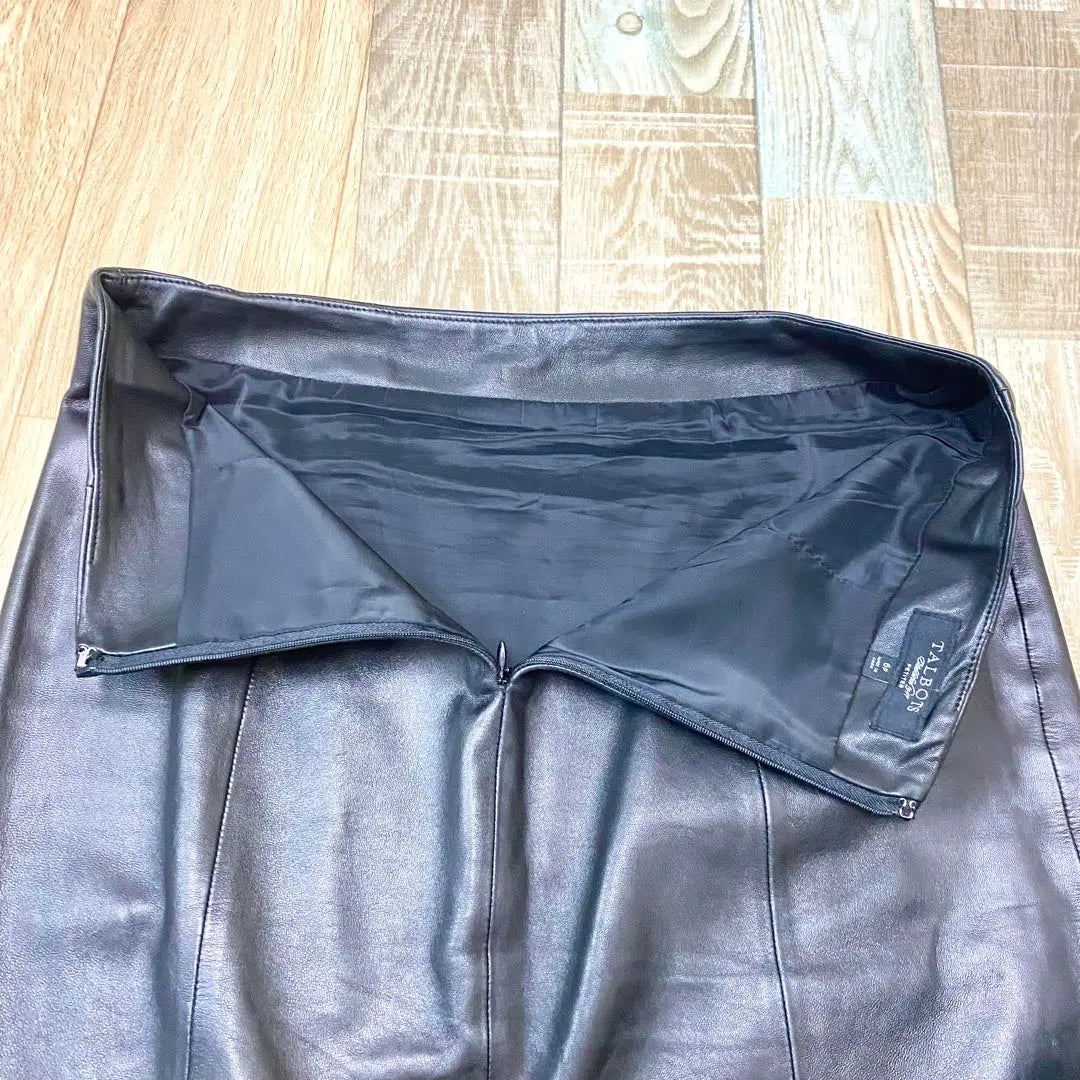 3t213 TALBOTS Talbot Leather Slit Leather Skirt Black