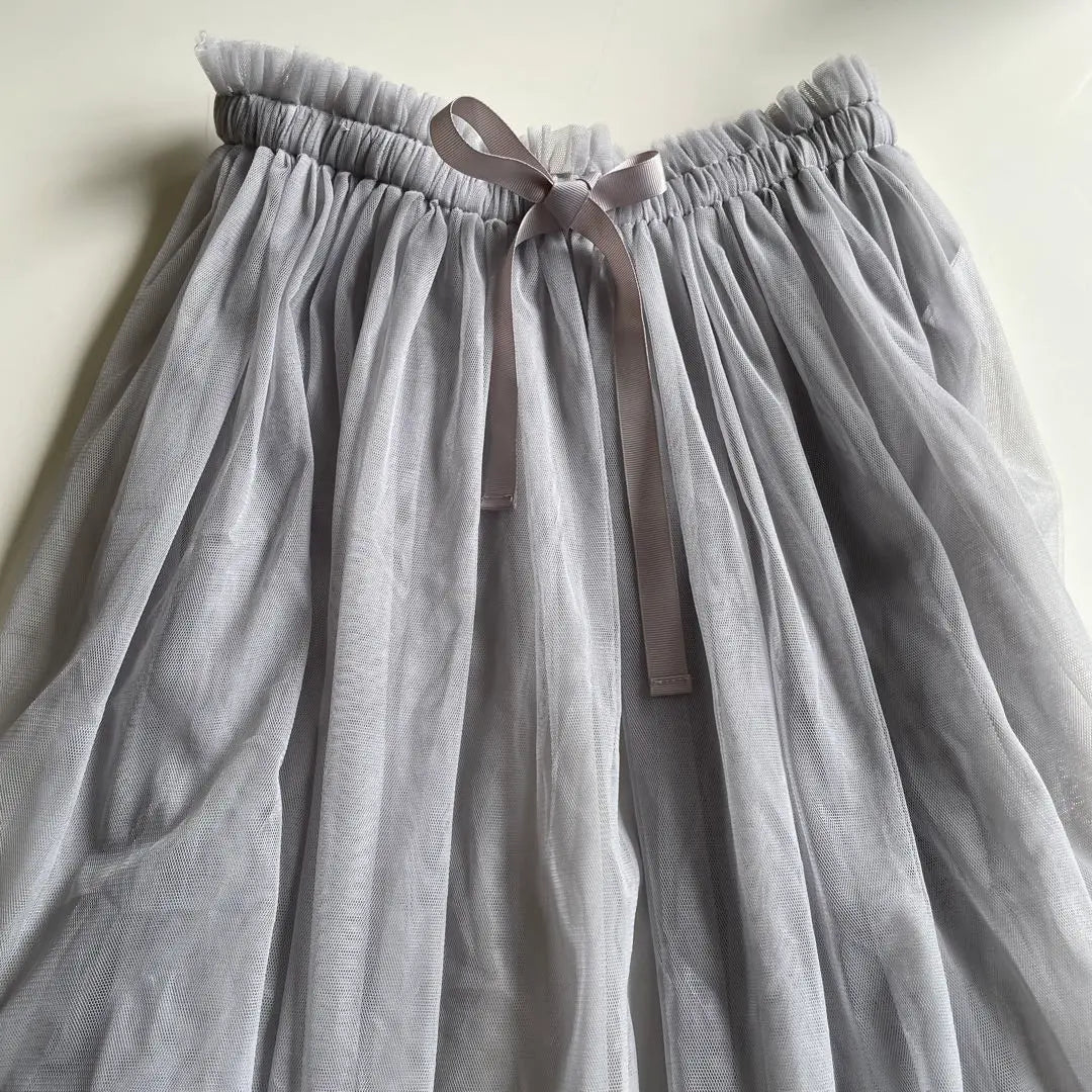 [Earth Music] Cute tulle skirt with elastic waist and soft gray long