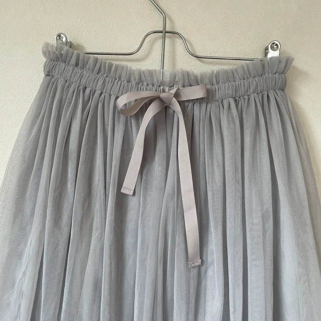 [Earth Music] Cute tulle skirt with elastic waist and soft gray long