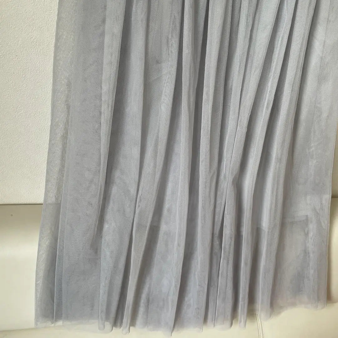 [Earth Music] Cute tulle skirt with elastic waist and soft gray long