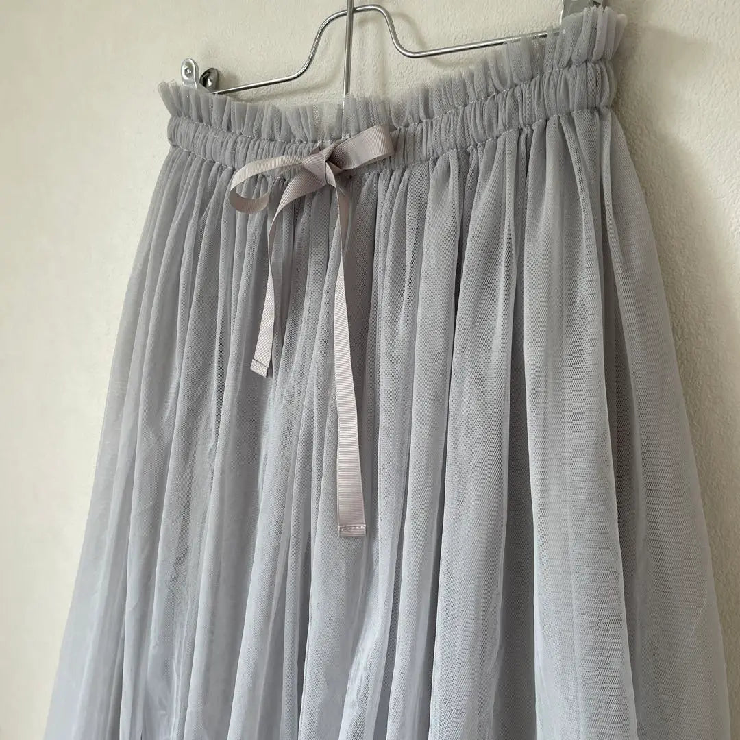 [Earth Music] Cute tulle skirt with elastic waist and soft gray long