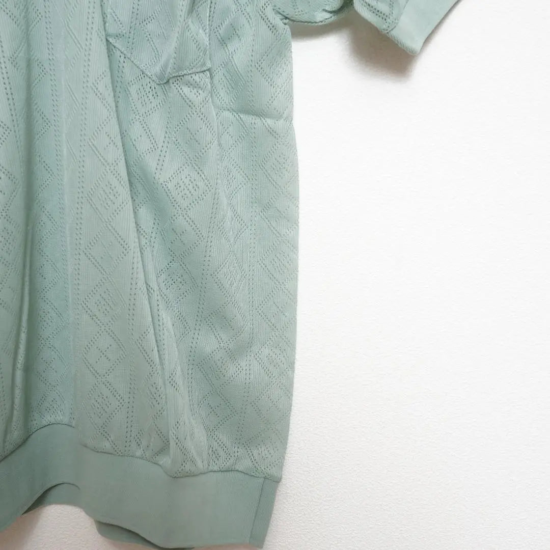 Polo shirt, sheer, geometry, transparency, Showa retro vintage, one-of-a-kind