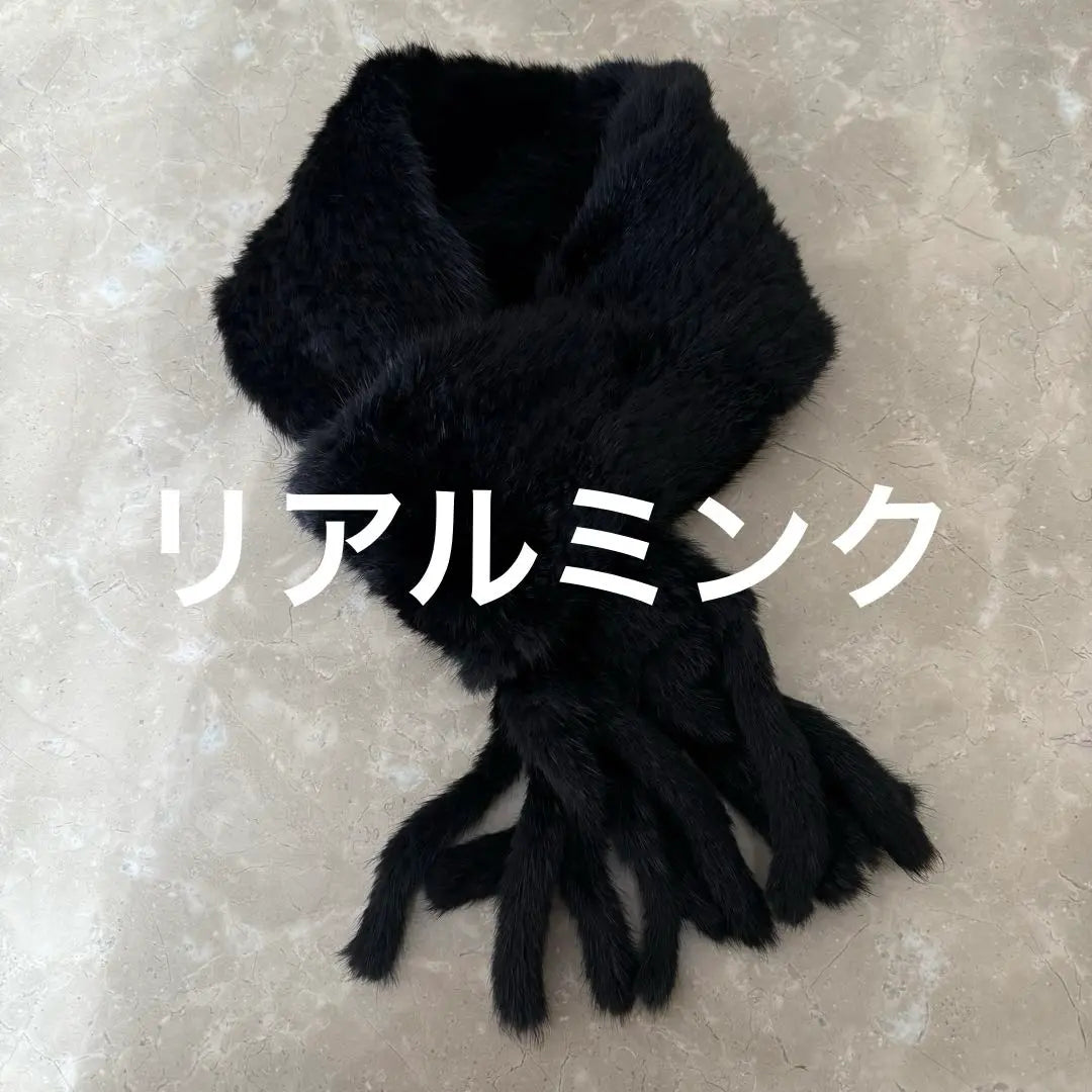 Good condition ★No brand ★Real mink fur ★Muffler stole black | 美品★ノーブランド ★リアルミンクファー★マフラー ストールブラック