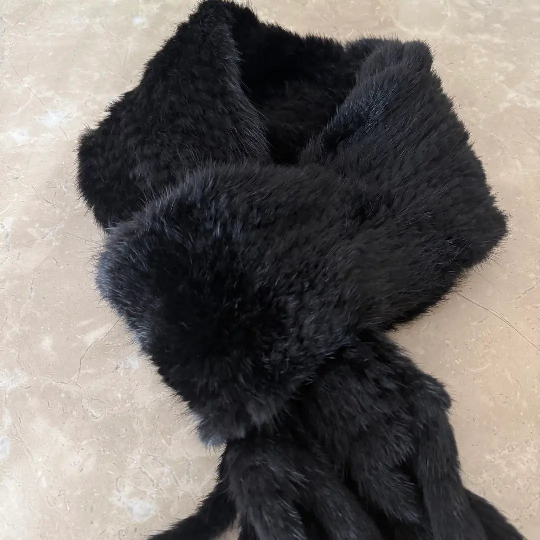 Good condition ★No brand ★Real mink fur ★Muffler stole black | 美品★ノーブランド ★リアルミンクファー★マフラー ストールブラック