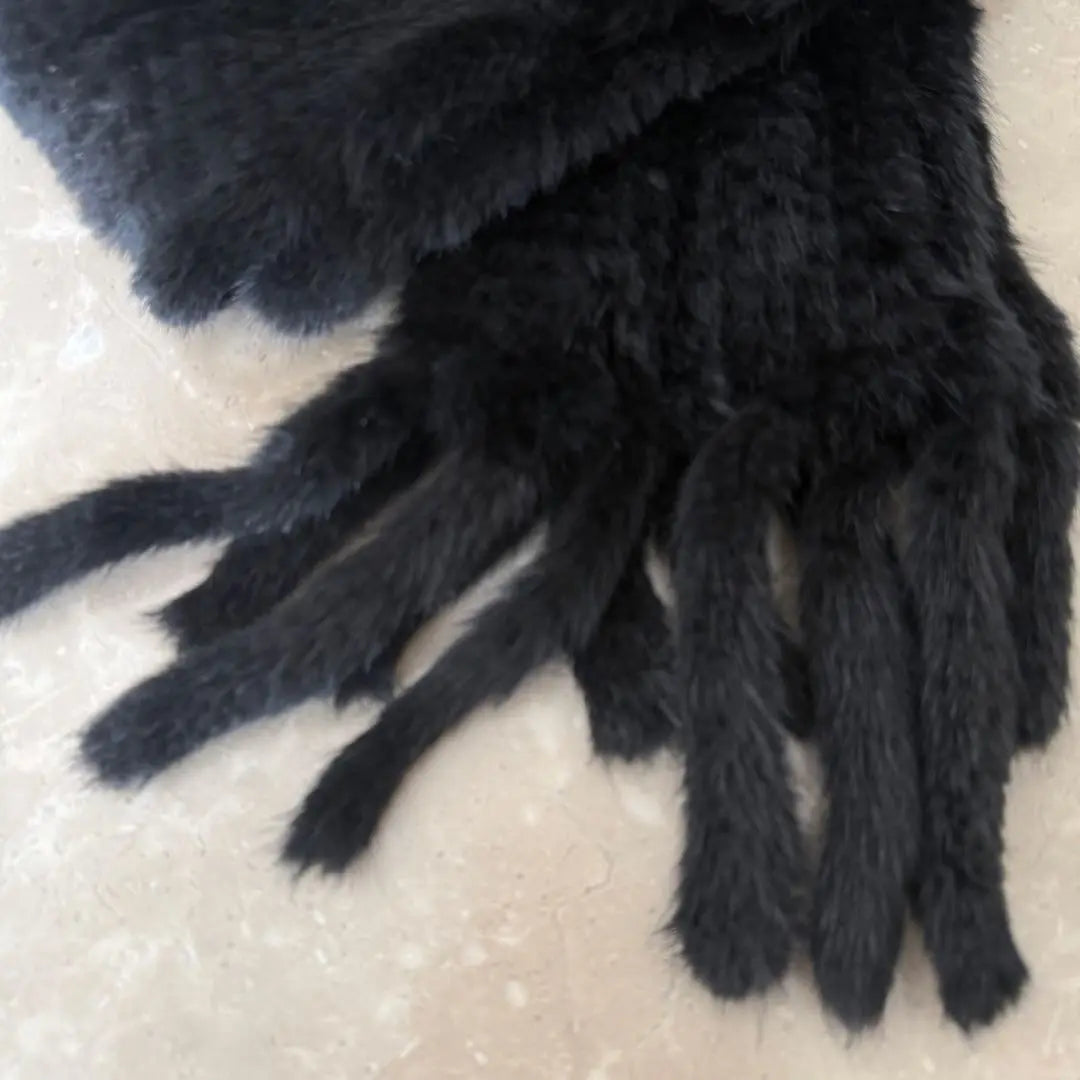 Good condition ★No brand ★Real mink fur ★Muffler stole black | 美品★ノーブランド ★リアルミンクファー★マフラー ストールブラック