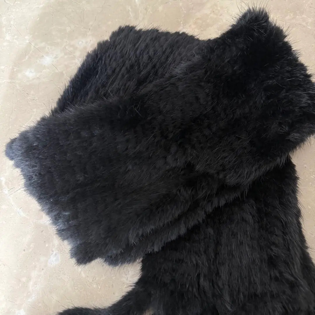 Good condition ★No brand ★Real mink fur ★Muffler stole black | 美品★ノーブランド ★リアルミンクファー★マフラー ストールブラック