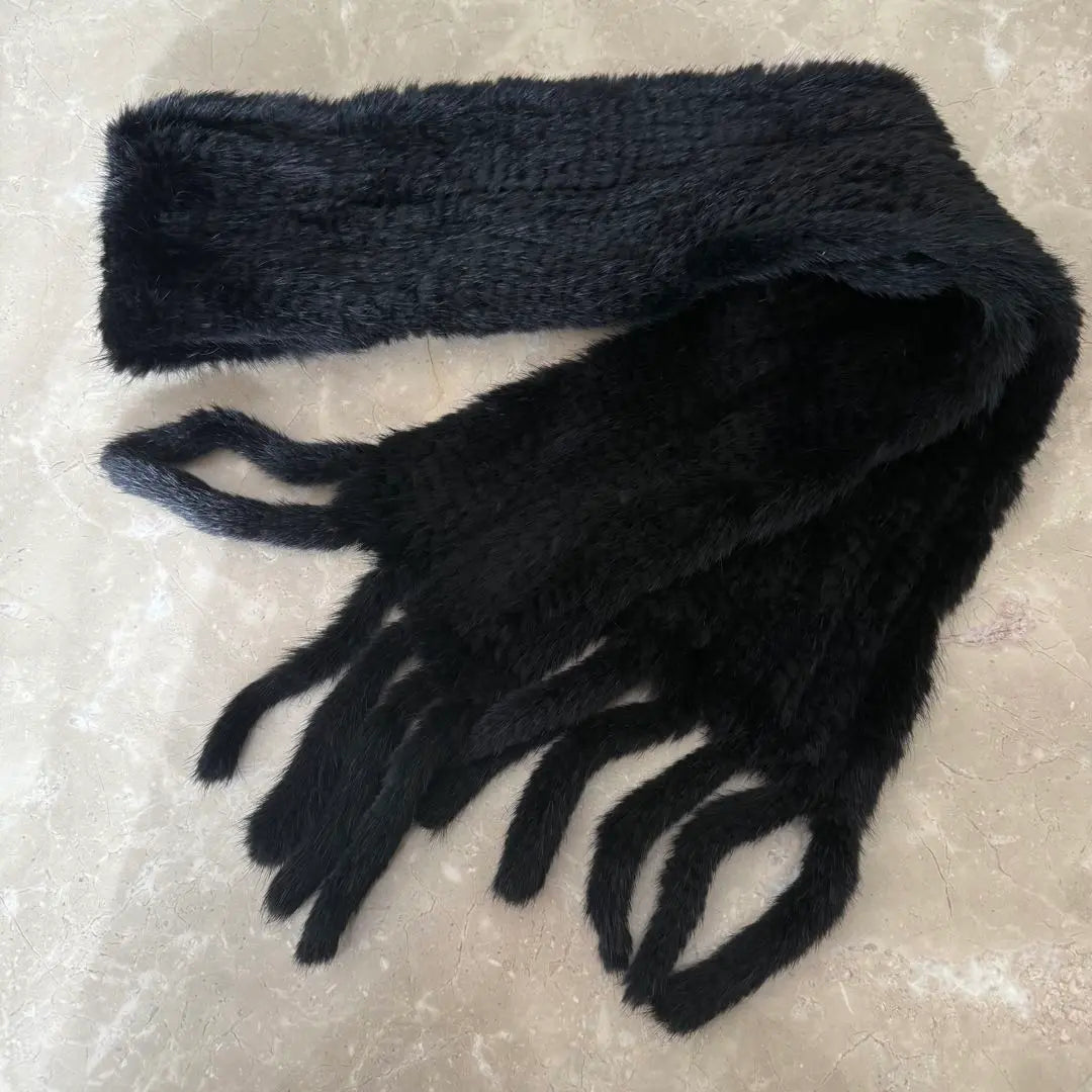 Good condition ★No brand ★Real mink fur ★Muffler stole black | 美品★ノーブランド ★リアルミンクファー★マフラー ストールブラック