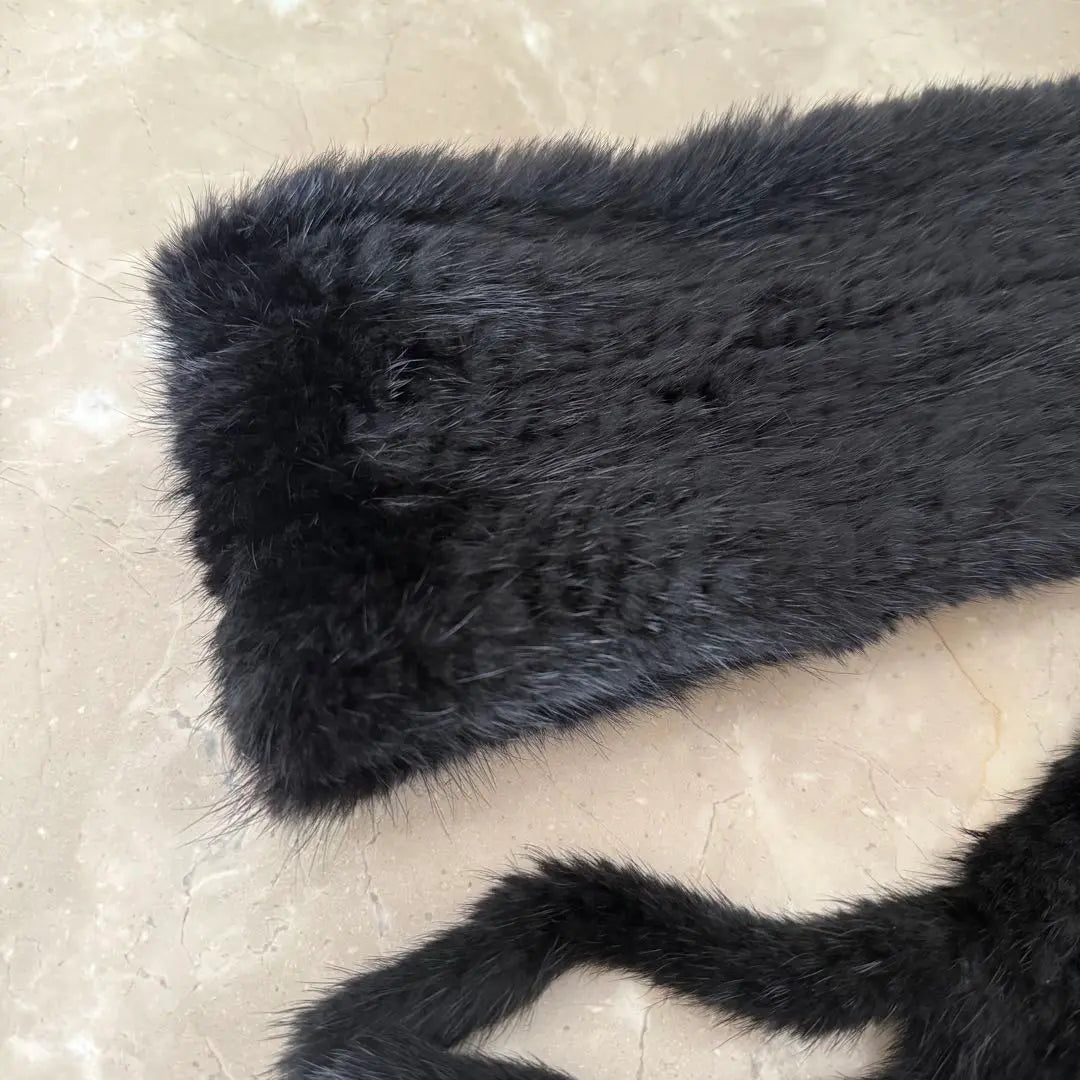 Good condition ★No brand ★Real mink fur ★Muffler stole black | 美品★ノーブランド ★リアルミンクファー★マフラー ストールブラック