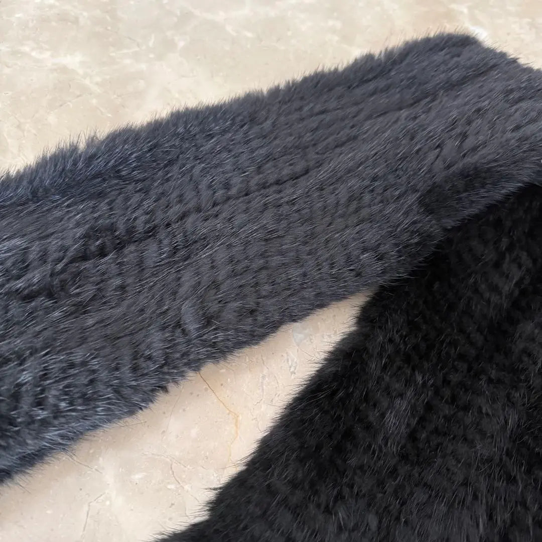 Good condition ★No brand ★Real mink fur ★Muffler stole black | 美品★ノーブランド ★リアルミンクファー★マフラー ストールブラック