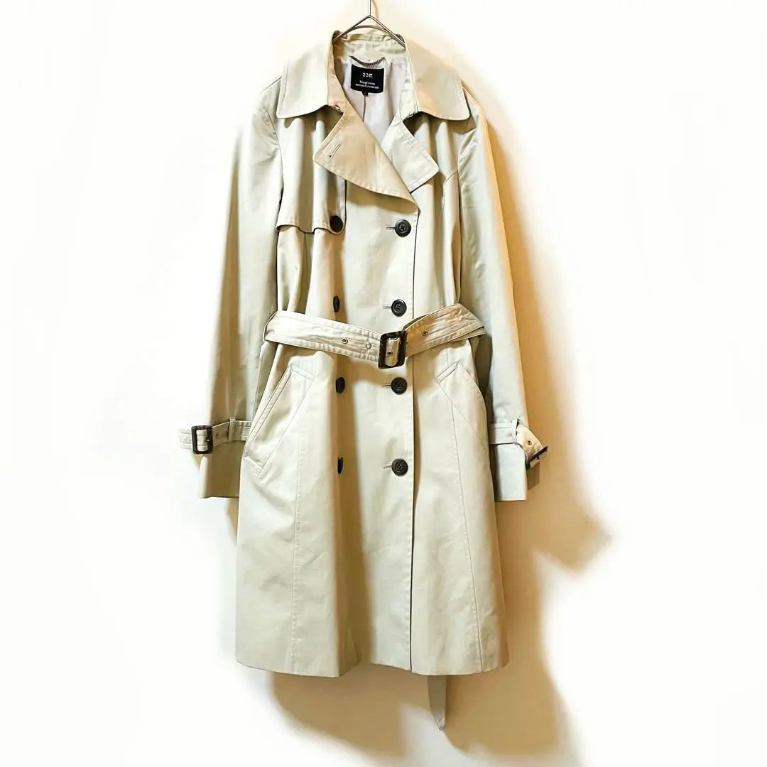 23 wards Trench coat, light beige belt, large size 40